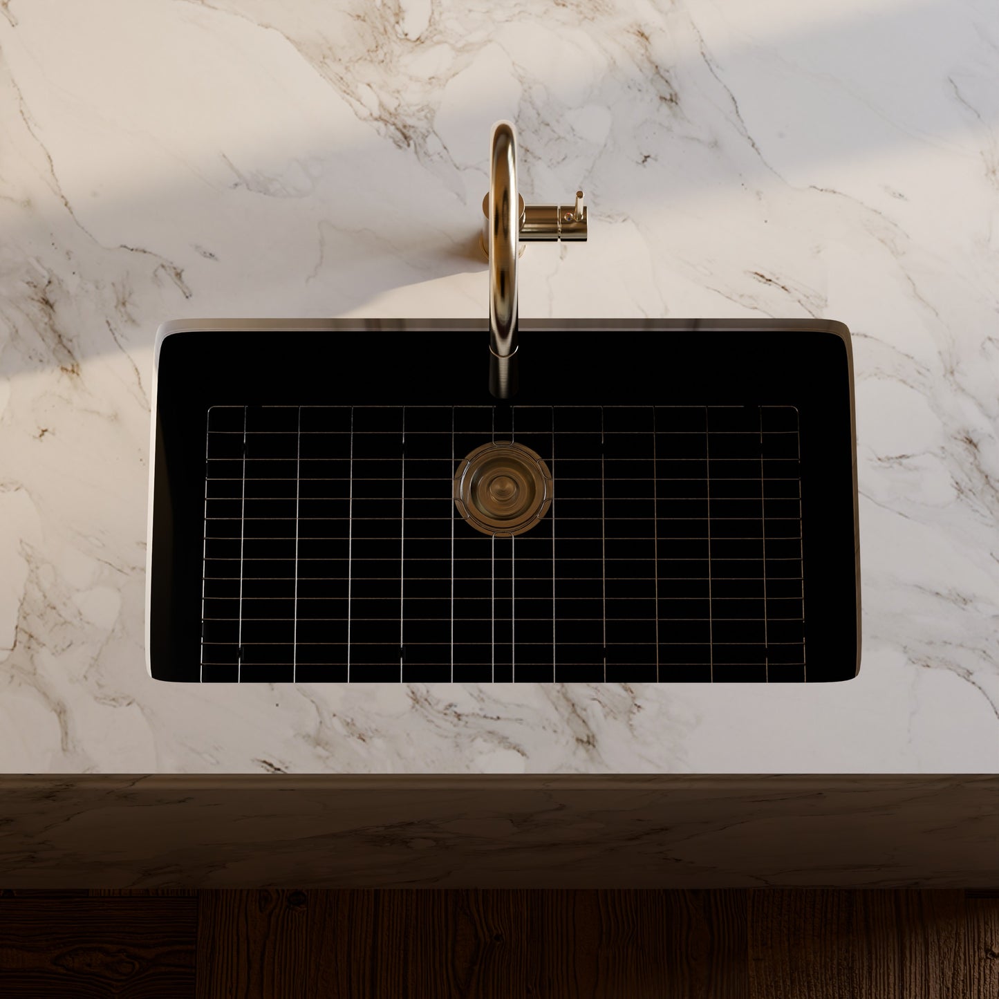 Single Bowl Undermount Granite Composite Sink in Absolute Black - NKGC-SBUND-AB