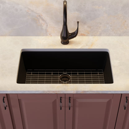 Single Bowl Undermount Granite Composite Sink in Absolute Black - NKGC-SBUND-AB