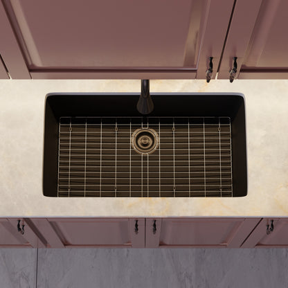 Single Bowl Undermount Granite Composite Sink in Absolute Black - NKGC-SBUND-AB