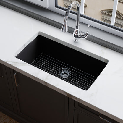 Single Bowl Undermount Granite Composite Sink in Ash - NKGC-SBUND-AS