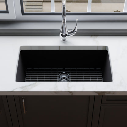 Single Bowl Undermount Granite Composite Sink in Ash - NKGC-SBUND-AS