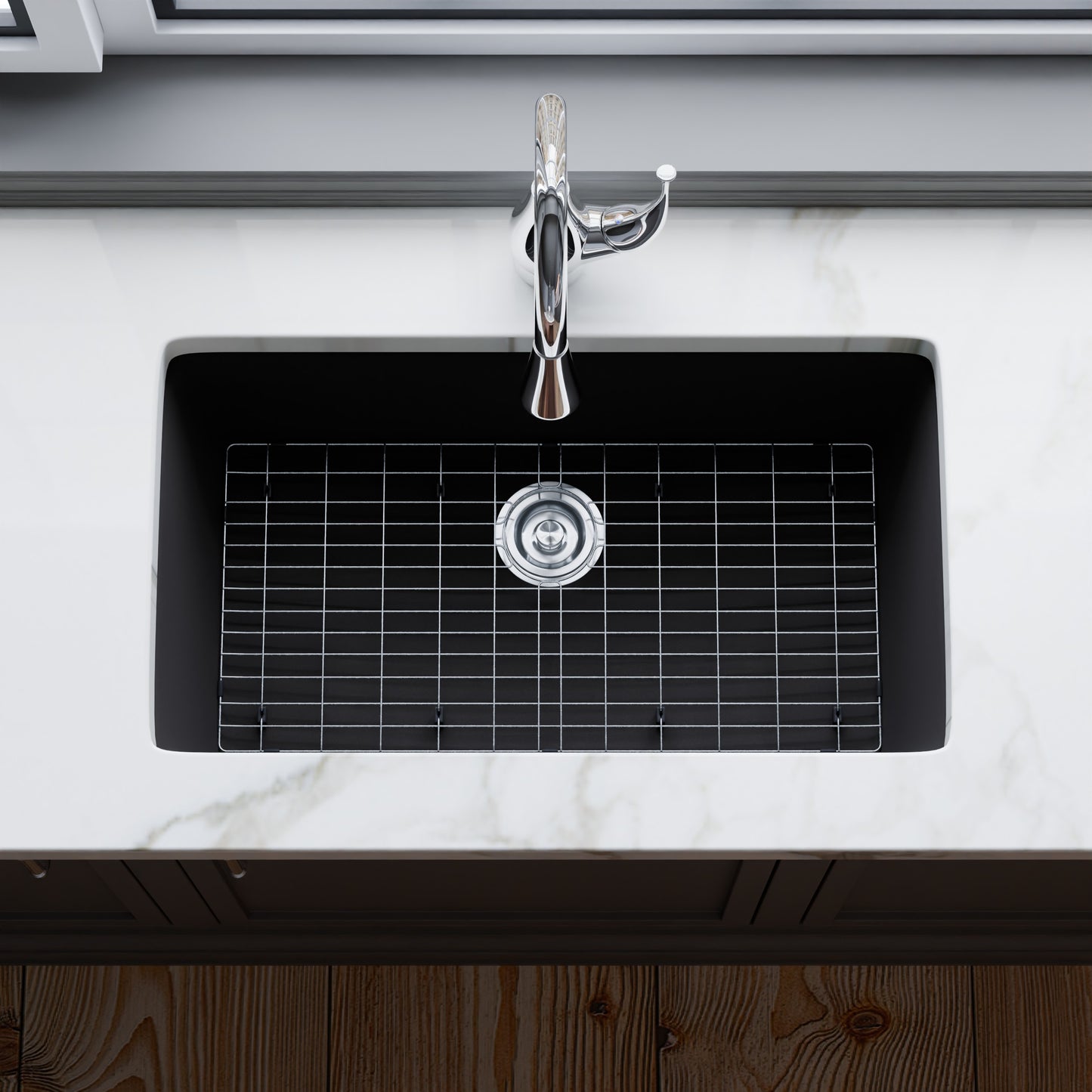 Single Bowl Undermount Granite Composite Sink in Ash - NKGC-SBUND-AS