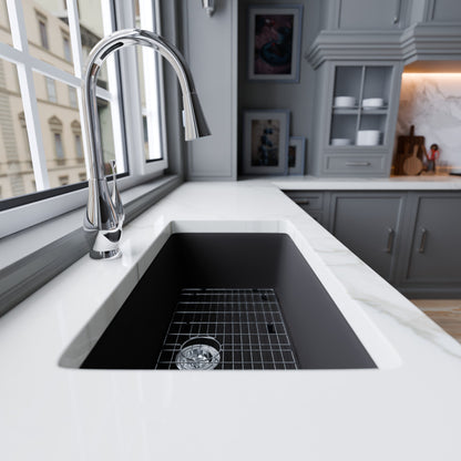 Single Bowl Undermount Granite Composite Sink in Ash - NKGC-SBUND-AS