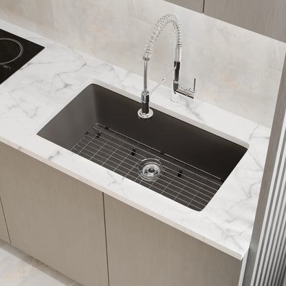 Single Bowl Undermount Granite Composite Sink in Ash - NKGC-SBUND-AS