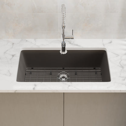 Single Bowl Undermount Granite Composite Sink in Ash - NKGC-SBUND-AS