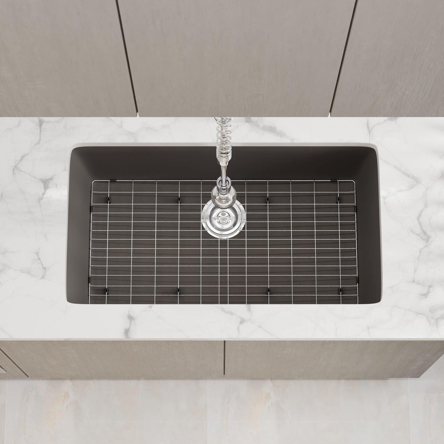 Single Bowl Undermount Granite Composite Sink in Ash - NKGC-SBUND-AS