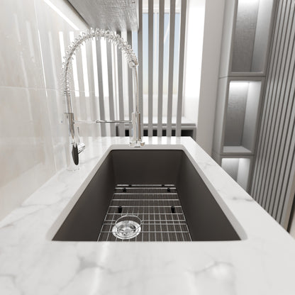 Single Bowl Undermount Granite Composite Sink in Ash - NKGC-SBUND-AS