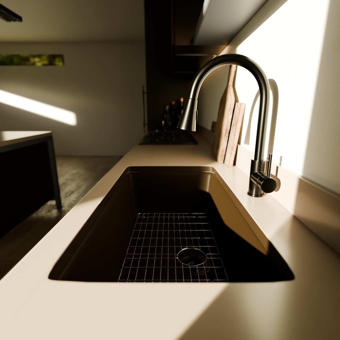 Single Bowl Undermount Granite Composite Sink in Expresso - NKGC-SBUND-EX