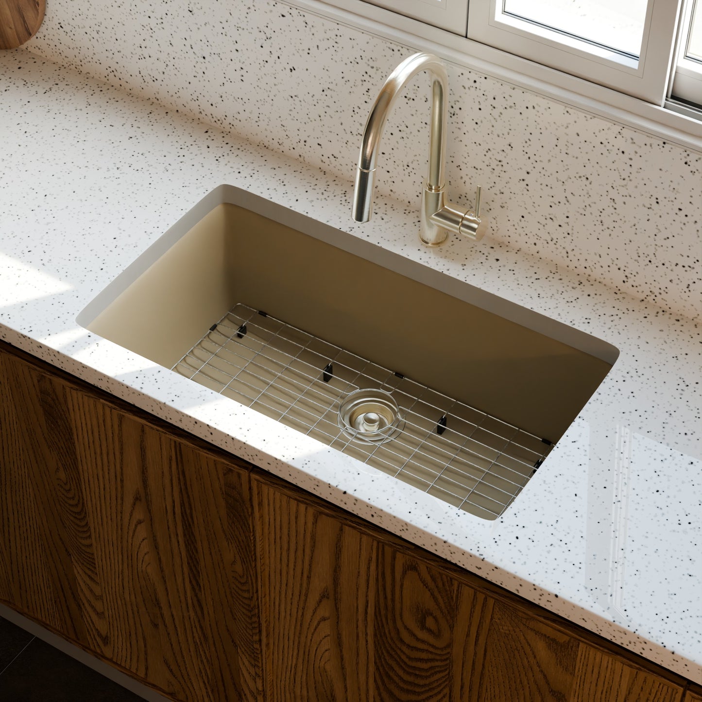 Single Bowl Undermount Granite Composite Sink in Sand - NKGC-SBUND-SA