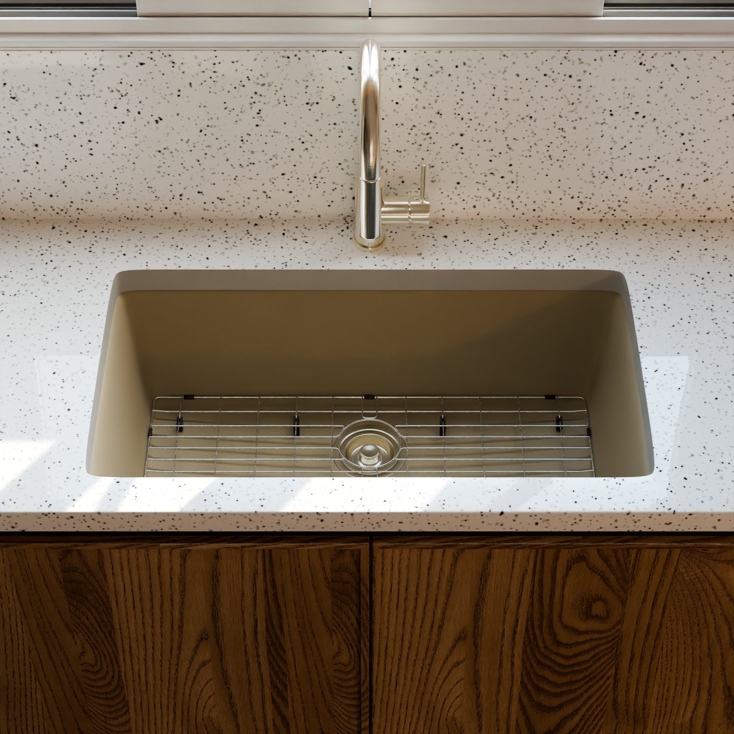 Single Bowl Undermount Granite Composite Sink in Sand - NKGC-SBUND-SA