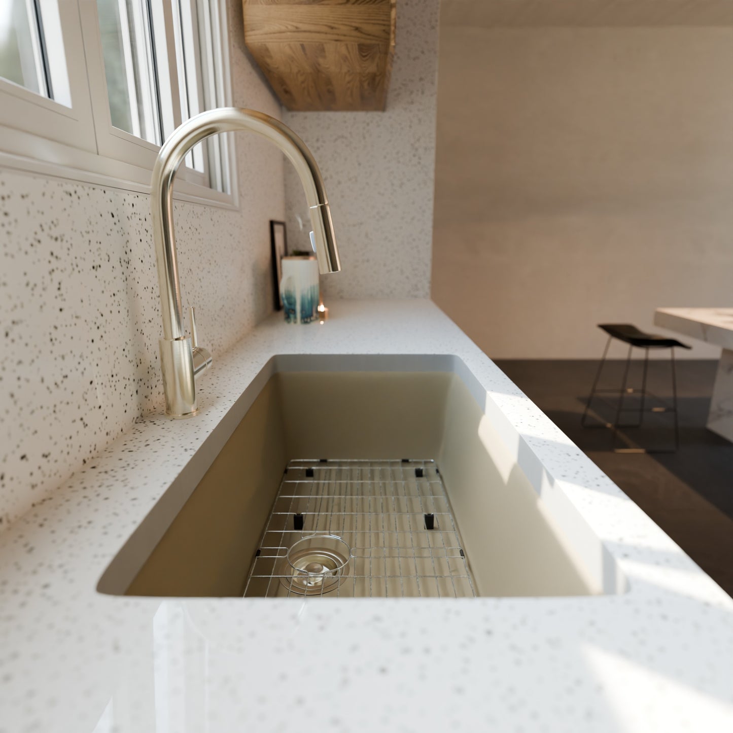 Single Bowl Undermount Granite Composite Sink in Sand - NKGC-SBUND-SA