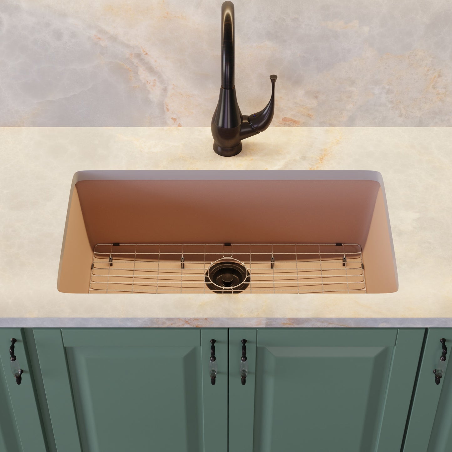 Single Bowl Undermount Granite Composite Sink in Wheat - NKGC-SBUND-WHE