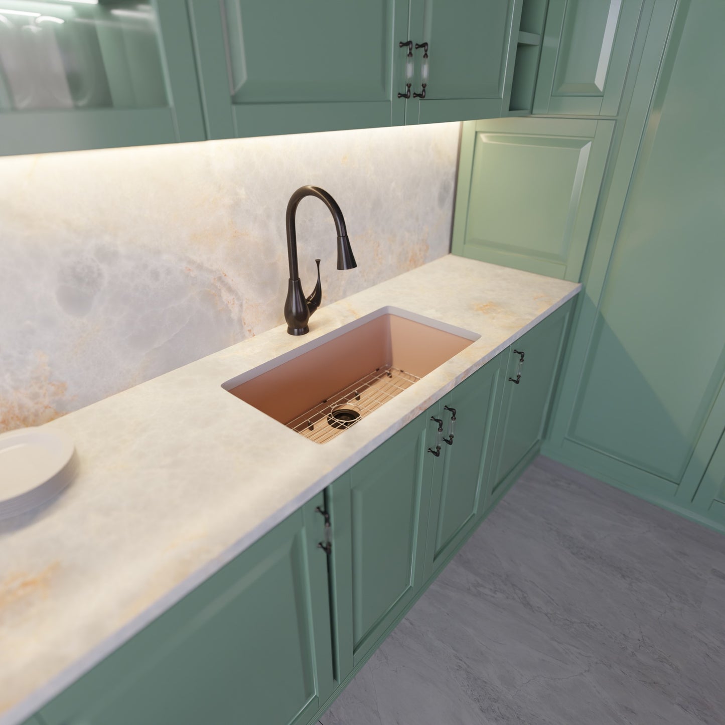 Single Bowl Undermount Granite Composite Sink in Wheat - NKGC-SBUND-WHE