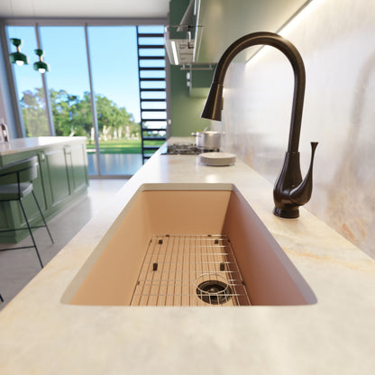 Single Bowl Undermount Granite Composite Sink in Wheat - NKGC-SBUND-WHE