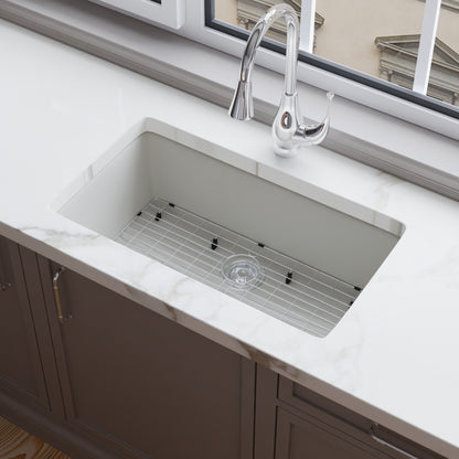 Single Bowl Undermount Granite Composite Sink in Striking White - NKGC-SBUND-WHI