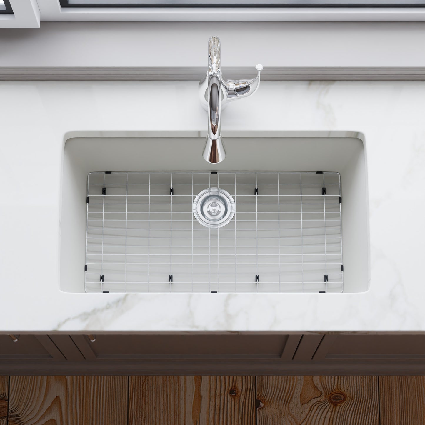 Single Bowl Undermount Granite Composite Sink in Striking White - NKGC-SBUND-WHI