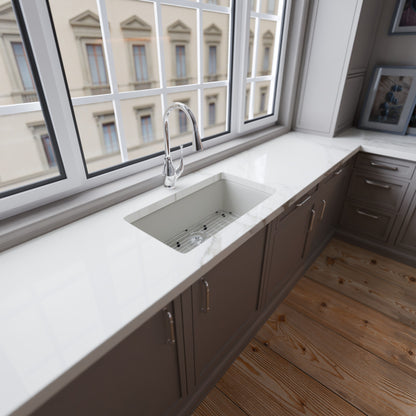 Single Bowl Undermount Granite Composite Sink in Striking White - NKGC-SBUND-WHI