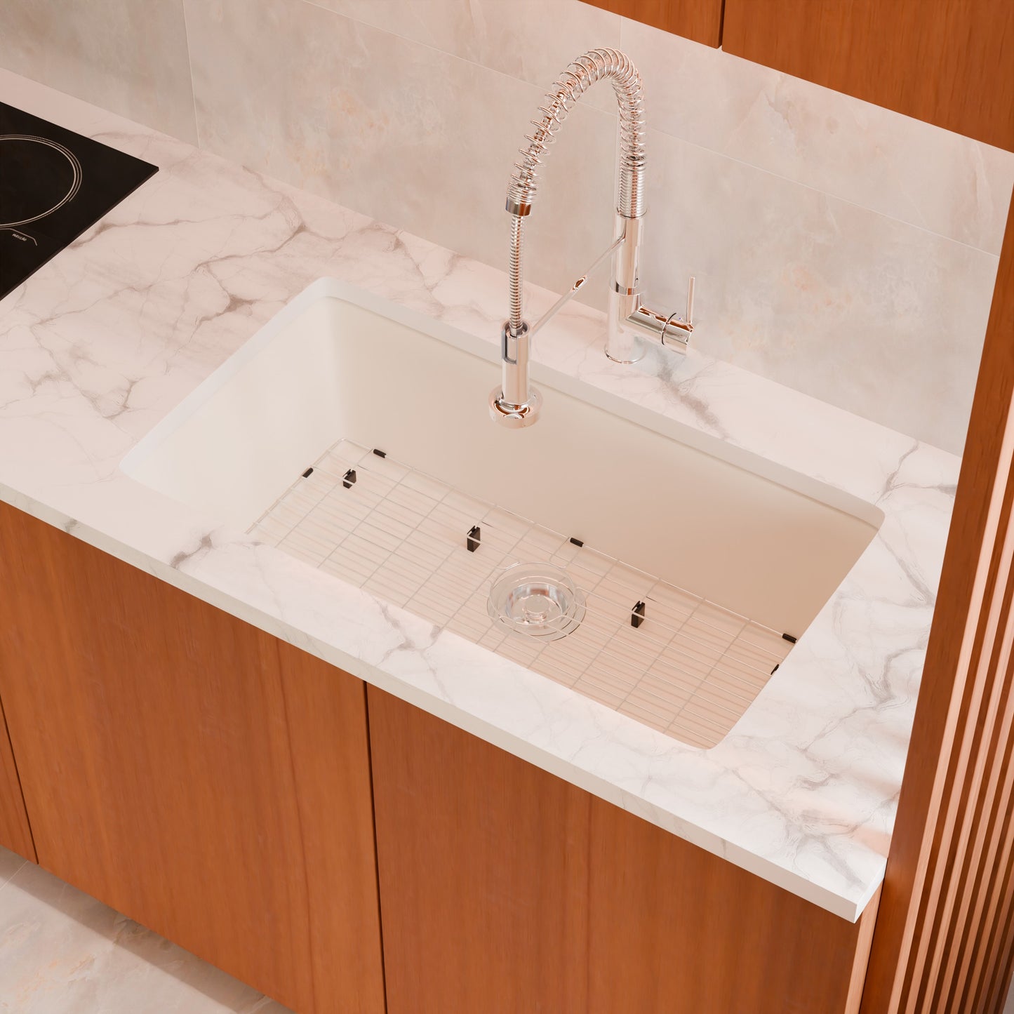 Single Bowl Undermount Granite Composite Sink in Striking White - NKGC-SBUND-WHI