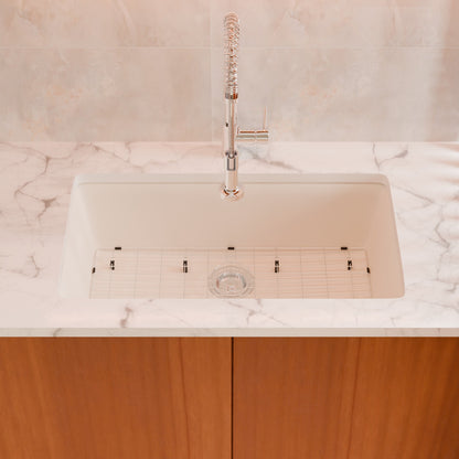 Single Bowl Undermount Granite Composite Sink in Striking White - NKGC-SBUND-WHI