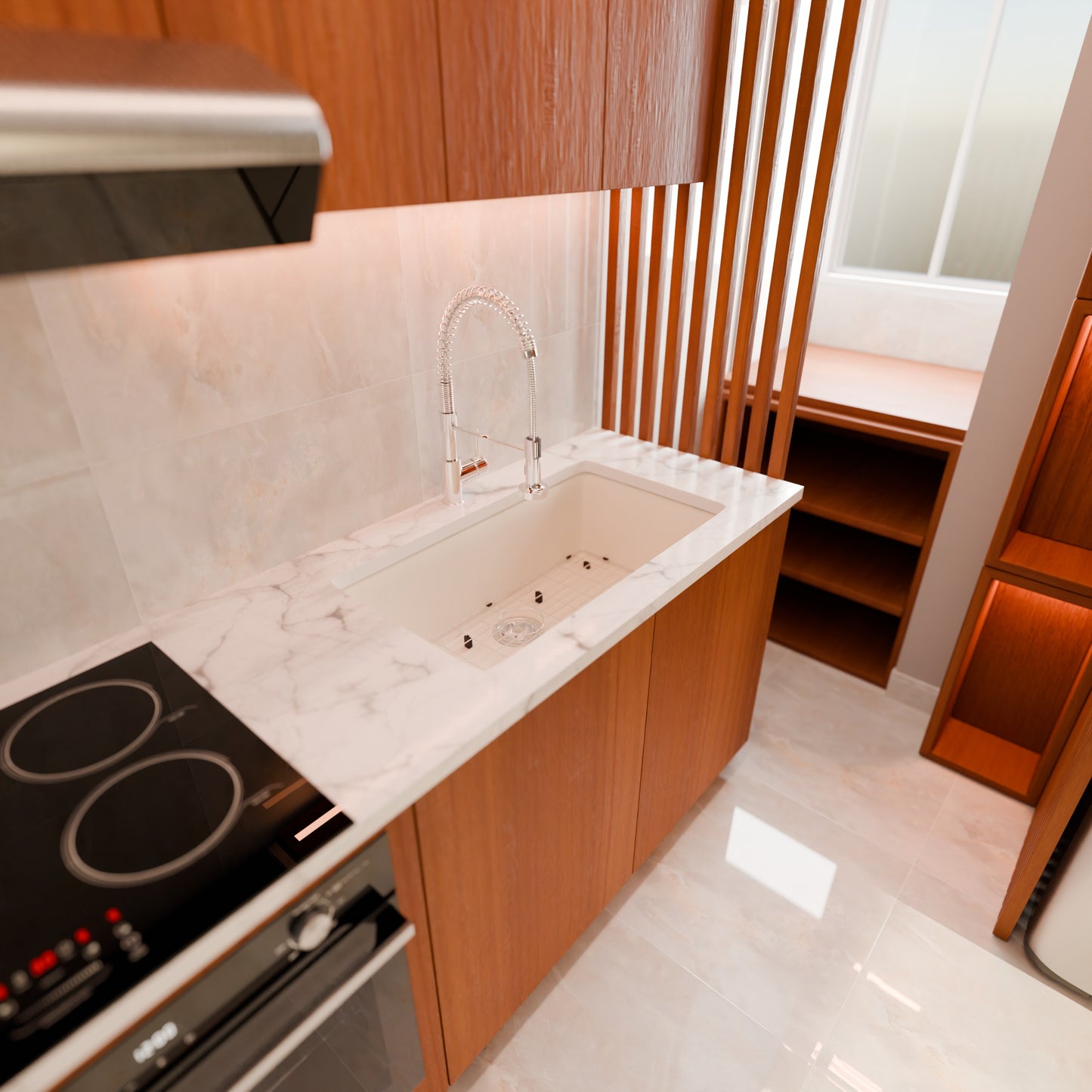 Single Bowl Undermount Granite Composite Sink in Striking White - NKGC-SBUND-WHI