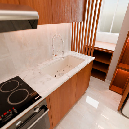 Single Bowl Undermount Granite Composite Sink in Striking White - NKGC-SBUND-WHI