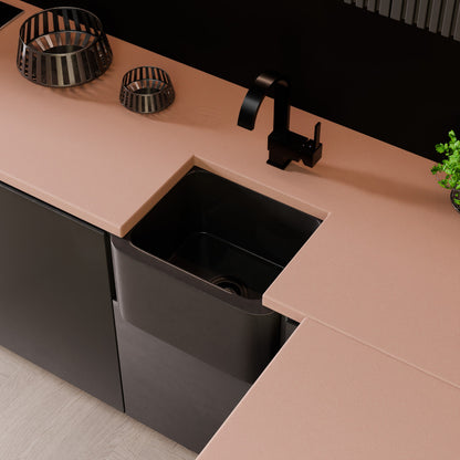 18-inch Single Bowl Black Granite Bar Sink with Apron - NKS-18SBPAN