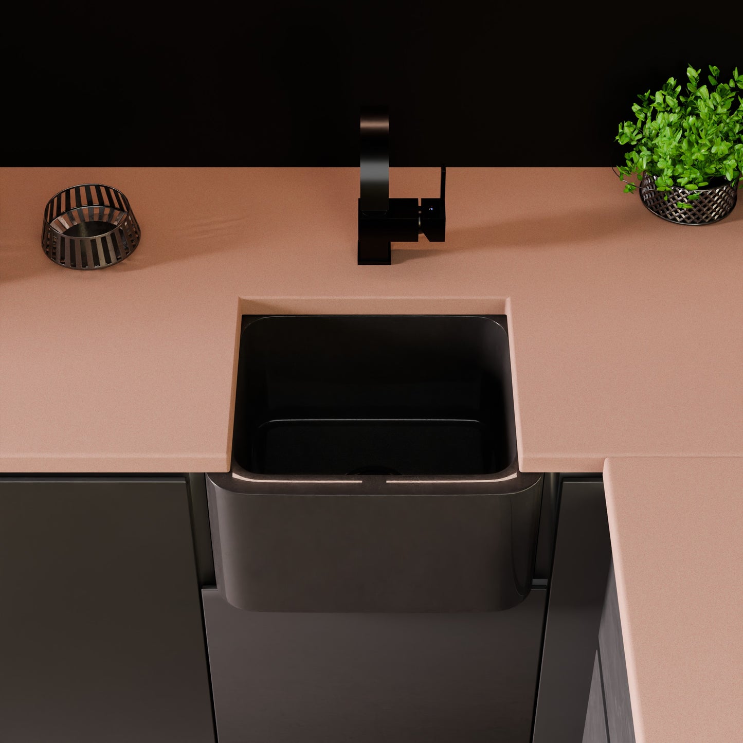 18-inch Single Bowl Black Granite Bar Sink with Apron - NKS-18SBPAN