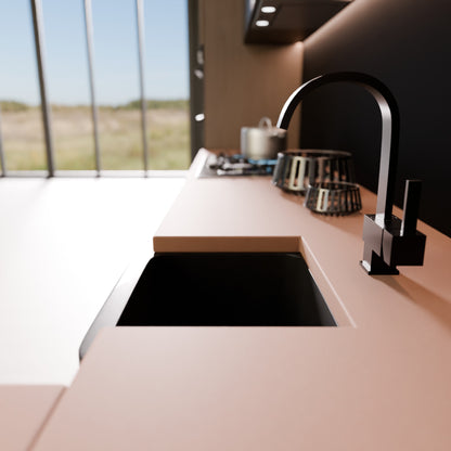 18-inch Single Bowl Black Granite Bar Sink with Apron - NKS-18SBPAN