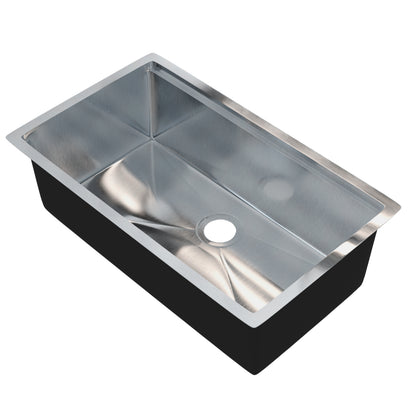 Novatto all-in single bowl stainless steel kitchen sink with workstation and commercial faucet, showcasing a sleek, durable design.