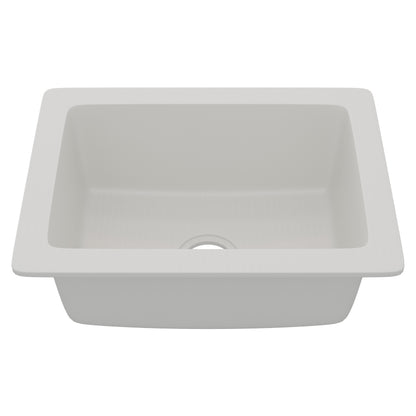 Novatto StoneCore Alpine White 24-inch single bowl bar sink, durable kitchen or bar sink with smooth white finish.