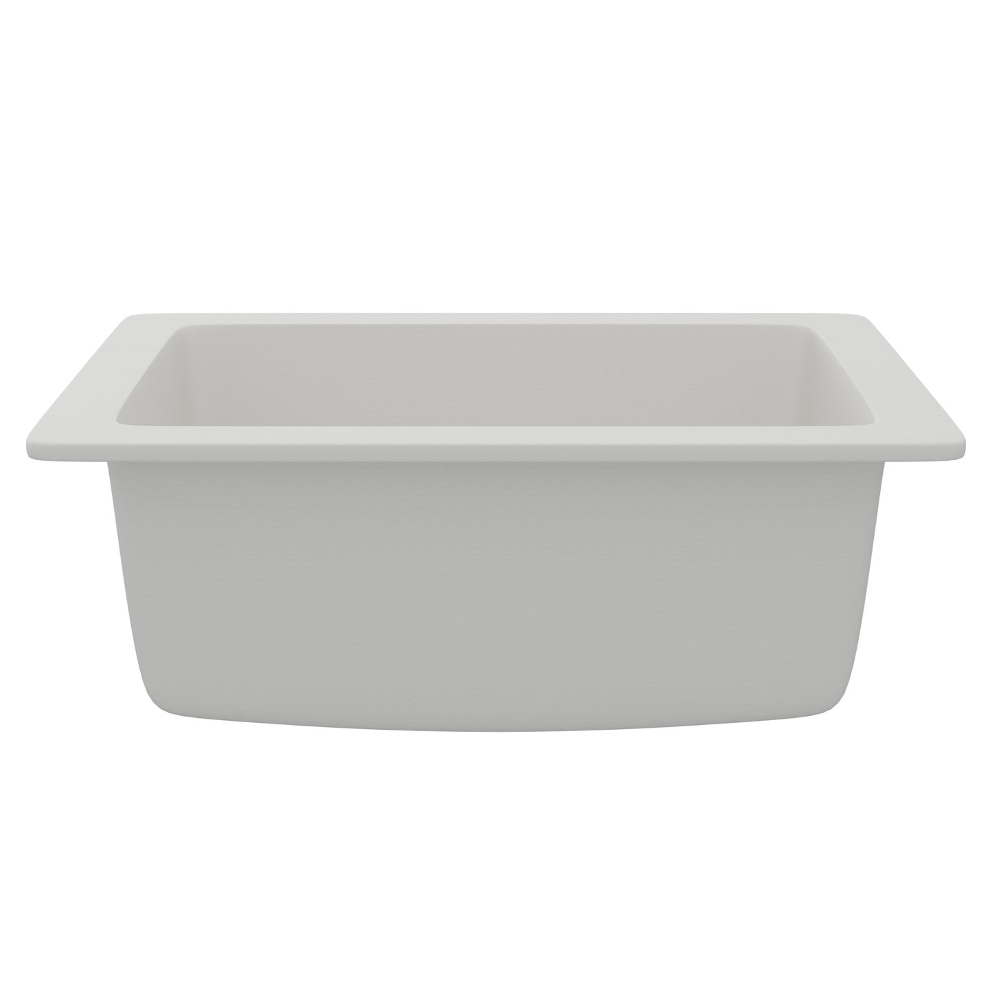 Novatto StoneCore Alpine White 24-inch single bowl bar sink with smooth surface and modern design, suitable for kitchen or bar use.