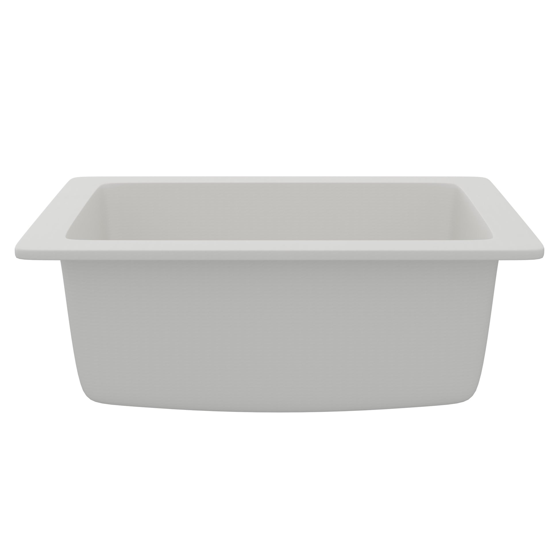 Novatto StoneCore Alpine White 24-inch single bowl bar sink with smooth surface and modern design, suitable for kitchen or bar use.