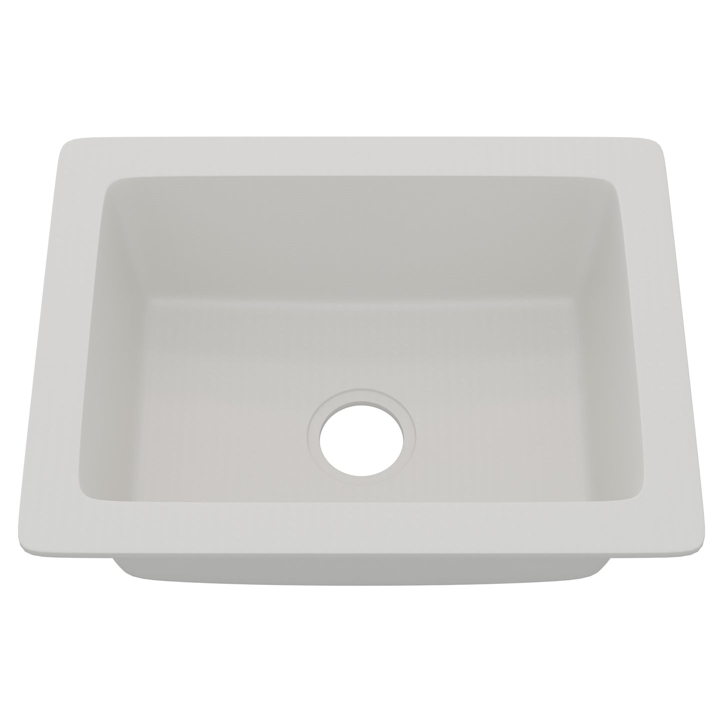 Novatto StoneCore Alpine White 24-inch single bowl bar sink with smooth surface and modern design, ideal for kitchen or bar use.
