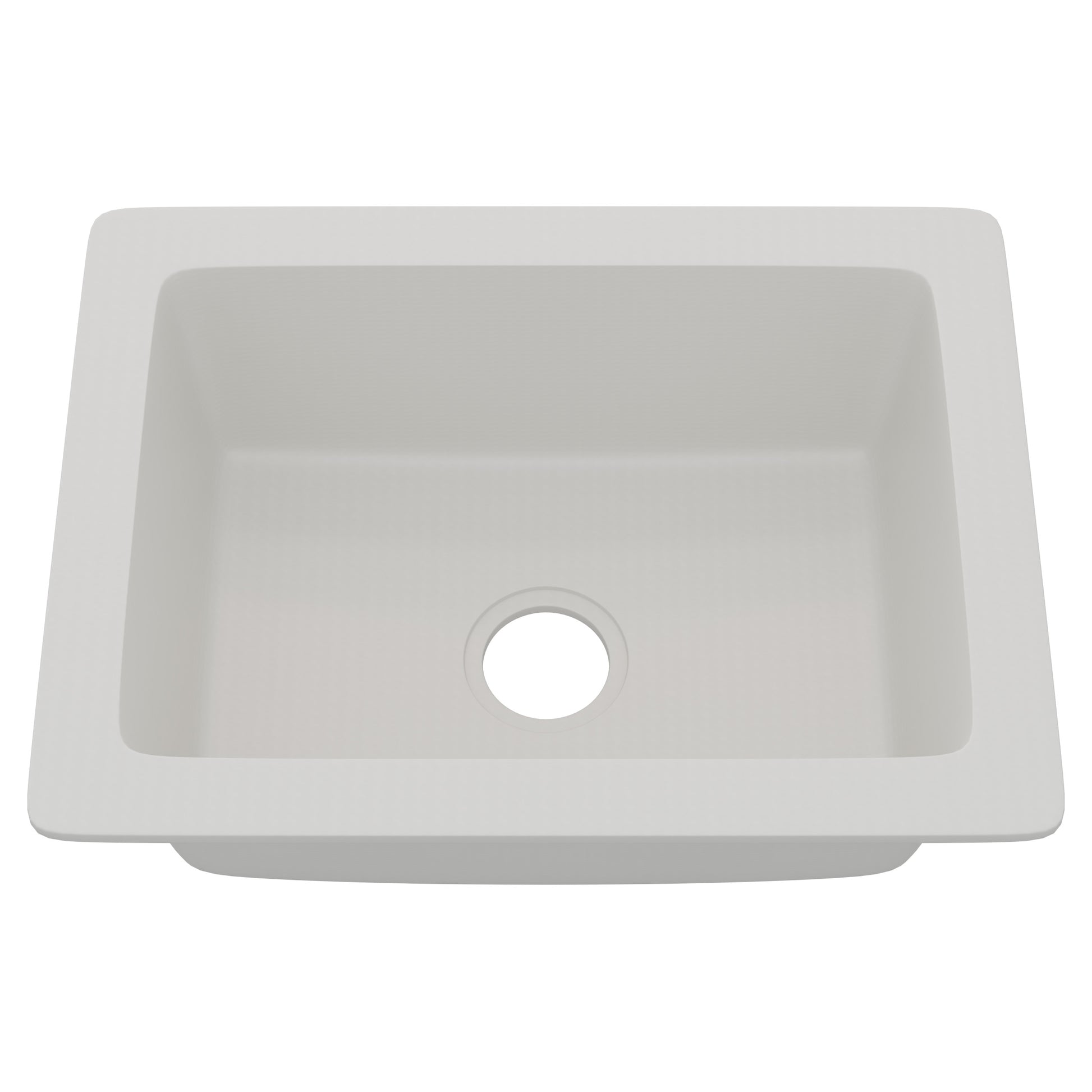 Novatto StoneCore Alpine White 24-inch single bowl bar sink with smooth surface and modern design, ideal for kitchen or bar use.