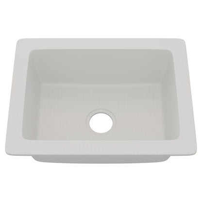 Novatto StoneCore Alpine White 24-inch single bowl bar sink with smooth surface and modern design, ideal for kitchen or bar use.