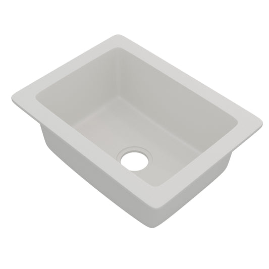 Novatto StoneCore Alpine White 24-inch single bowl bar sink with sleek design, ideal for kitchen or bar area.