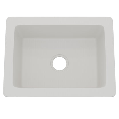 Novatto StoneCore Alpine White 24-inch single bowl bar sink with smooth finish and modern design, perfect for kitchen or bar use.