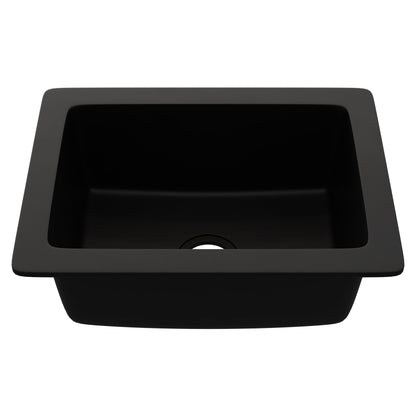 StoneCore Black 24-inch Single Bowl Kitchen or Bar Sink - NKS-SC24SB-BLCK
