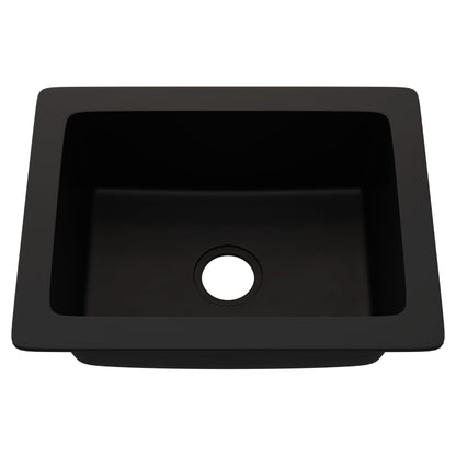 StoneCore Black 24-inch Single Bowl Kitchen or Bar Sink - NKS-SC24SB-BLCK