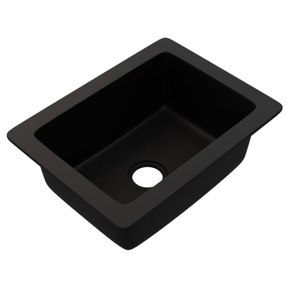 StoneCore Black 24-inch Single Bowl Kitchen or Bar Sink - NKS-SC24SB-BLCK