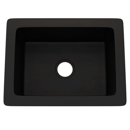 StoneCore Black 24-inch Single Bowl Kitchen or Bar Sink - NKS-SC24SB-BLCK