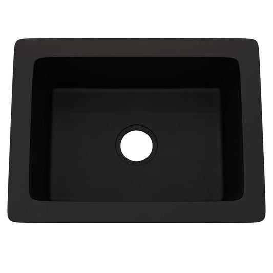 StoneCore Black 24-inch Single Bowl Kitchen or Bar Sink - NKS-SC24SB-BLCK