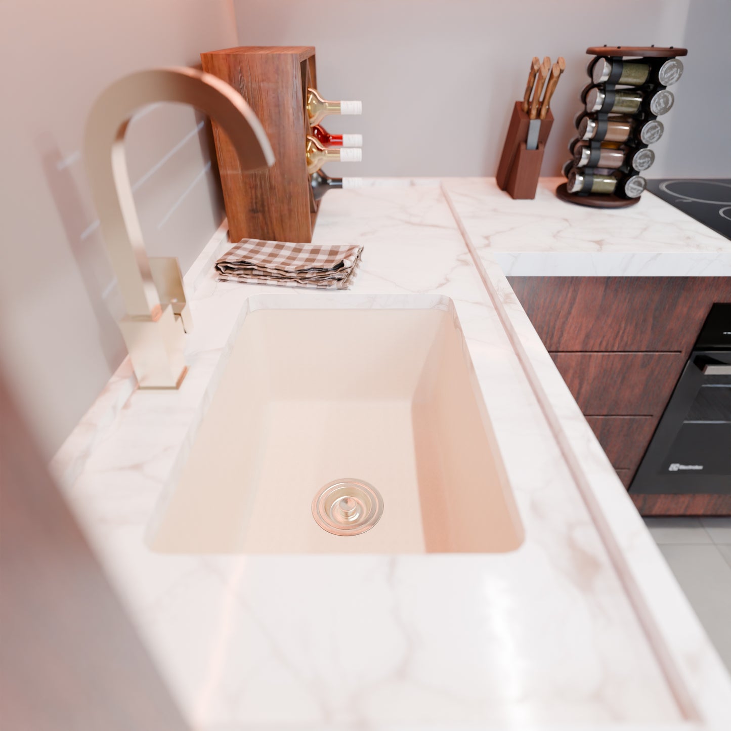 StoneCore Sandstone 24-inch Single Bowl Kitchen or Bar Sink - NKS-SC24SB-SNDS