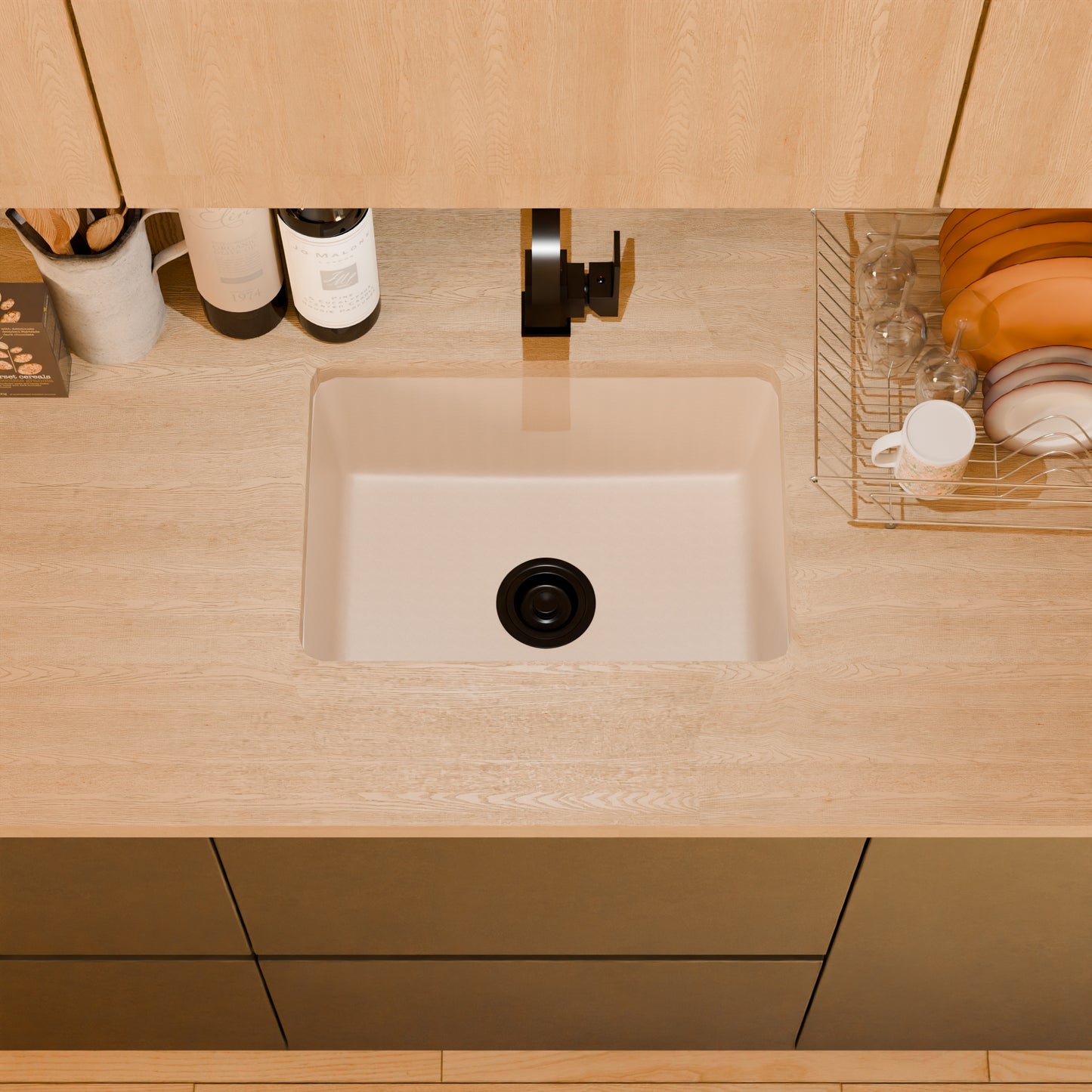StoneCore Sandstone 24-inch Single Bowl Kitchen or Bar Sink - NKS-SC24SB-SNDS