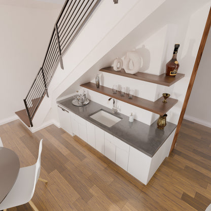 Novatto StoneCore Alpine White 24-inch single bowl bar sink with sleek design, perfect for kitchen or bar installation.