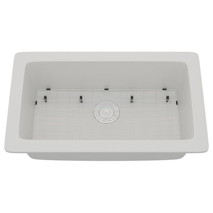 StoneCore 30-inch Single Bowl Kitchen Sink in Alpine White - NKS-SC30SB-ALPWHT