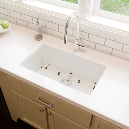 StoneCore 30-inch Single Bowl Kitchen Sink in Alpine White - NKS-SC30SB-ALPWHT