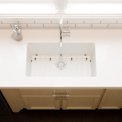 StoneCore 30-inch Single Bowl Kitchen Sink in Alpine White - NKS-SC30SB-ALPWHT