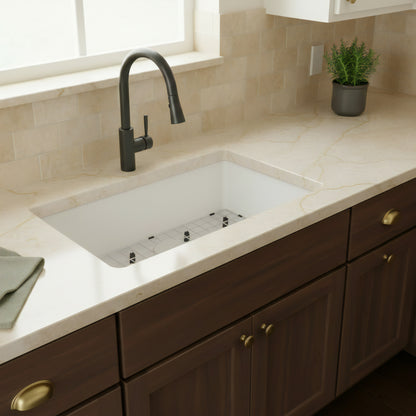 StoneCore 30-inch Single Bowl Kitchen Sink in Alpine White - NKS-SC30SB-ALPWHT