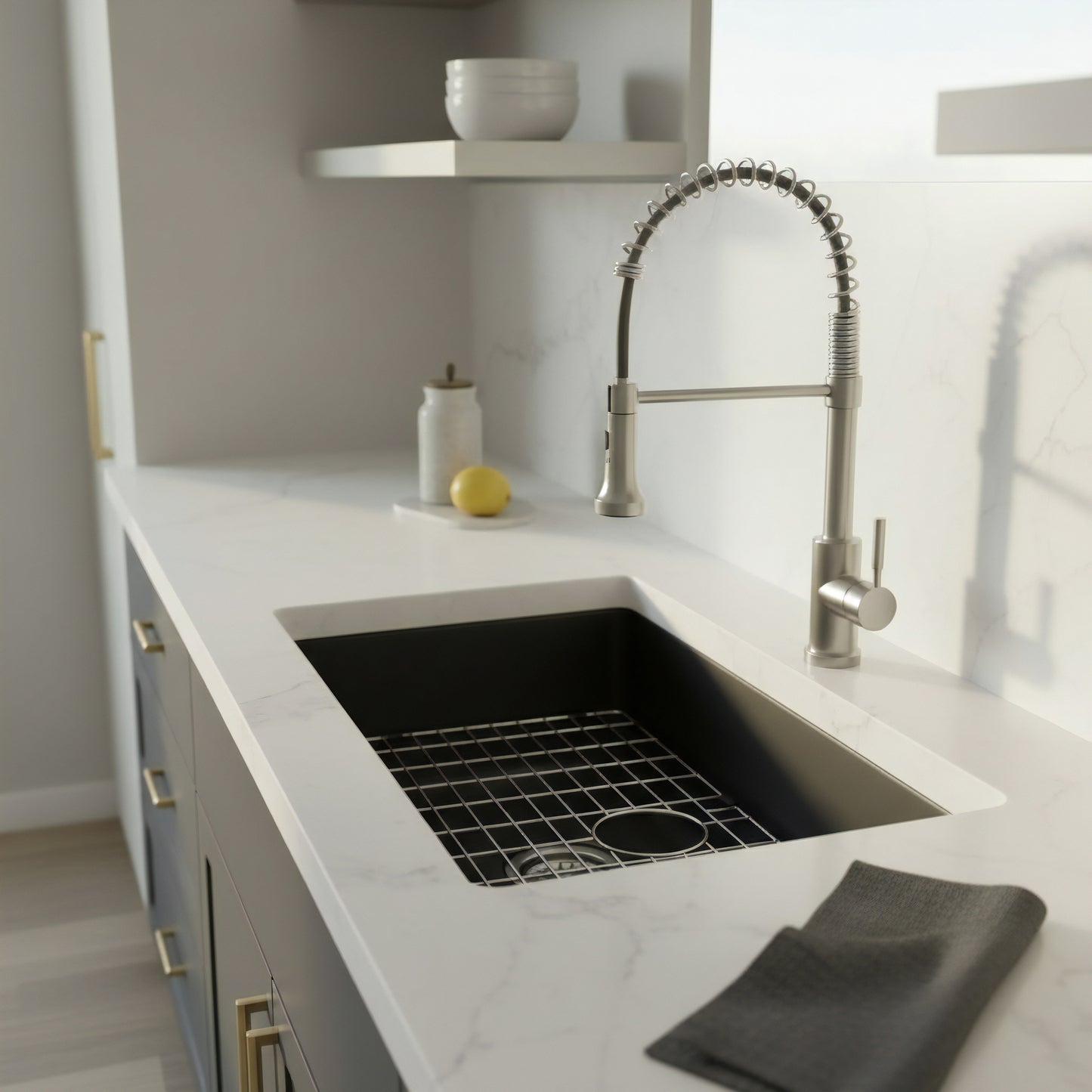 StoneCore 30-inch Single Bowl Kitchen Sink in Black - NKS-SC30SB-BLCK